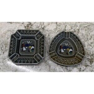 Wade Irish Porcelain Square Triangle Set 2 Shamrocks Scenes of Ireland 1970’s